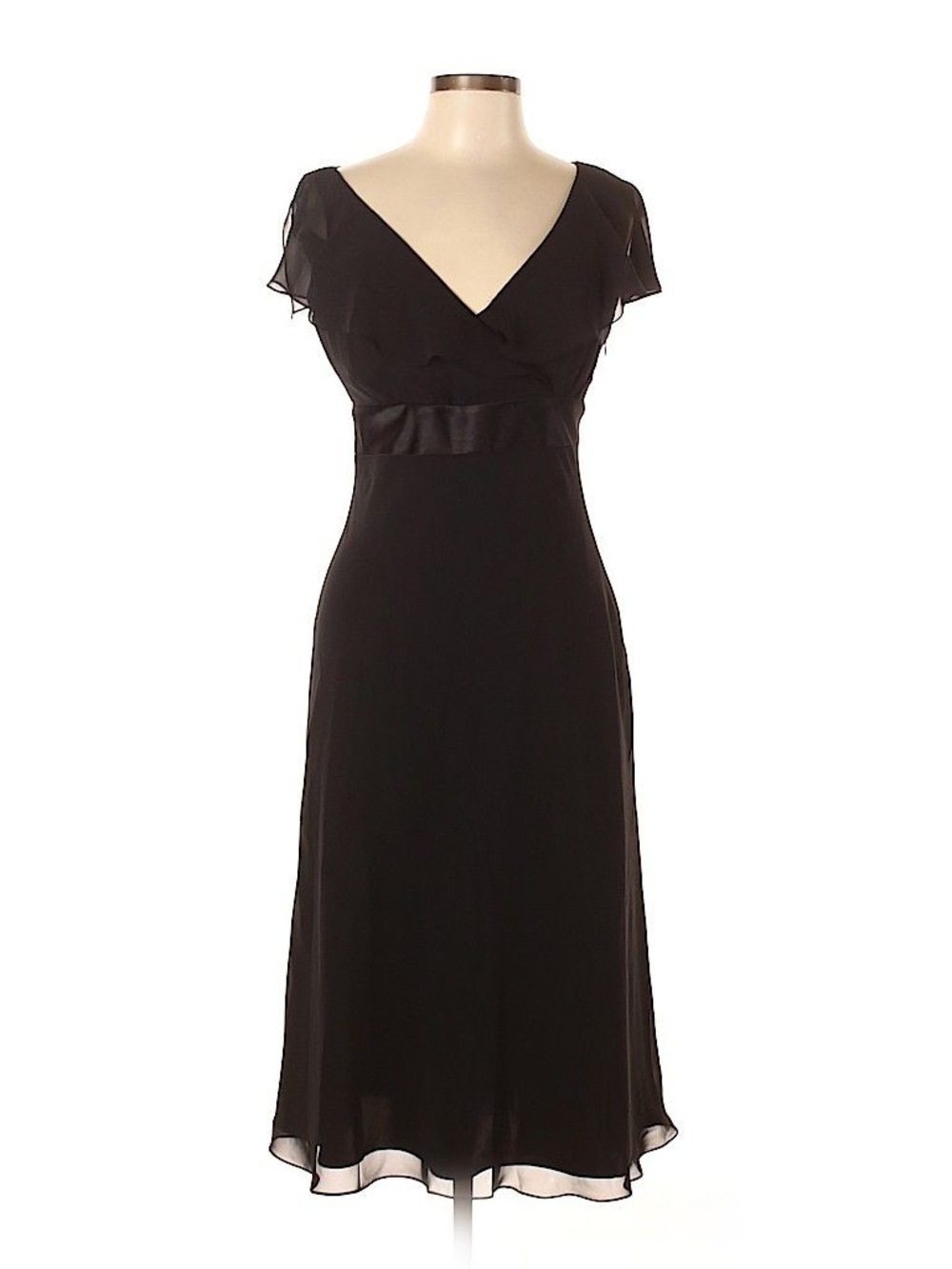 Vintage Liz Claiborne Black Chiffon Wrap-Style Midi Dress
